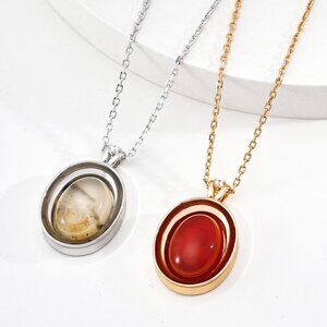 Elegant S925 Gold Vermeil Red Agate Cabochon Necklace